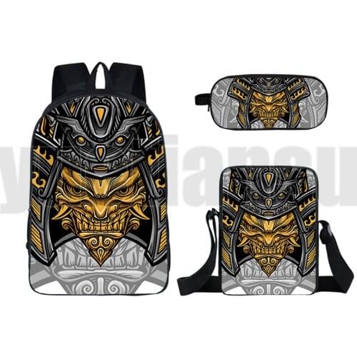 3 Pcs/Set 16 Inch Anime Travel Bookbag Colorful Abstract Animal Backpack 3D Wolf Tiger Bagpack School Bag Dragon Pencil Case