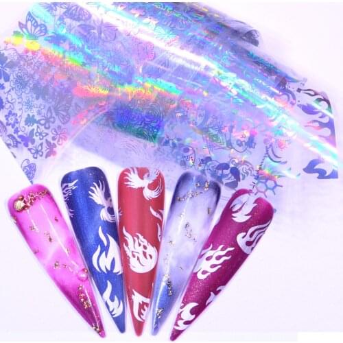YZWLE 3D Nail Art Decorations Flame Nail Sticker Foil Butterfly / Flowers / Flames Designs Water Decals Nail Art Stickers Wraps