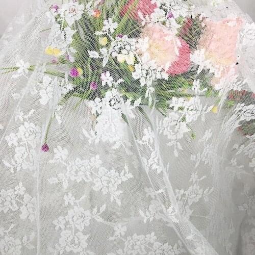 3Y/lot Off White Embroidery Lace Mesh Fabric For Girl Dress Curtain Cloth Decoration