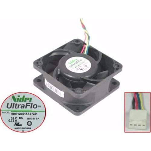 Nidec H60T12BS1A7-07Z51 DC 12V 0.72A 60x60x25mm 4-wire Server Cooling Fan