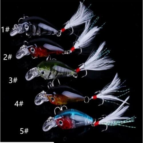 5pcs Crankbait Jerkbait Hard Fishing Lures Wobbler Bait Bass Mini Feather Minnow Swimbait For Perch Pike Powerbait Isca 4.5cm 4g