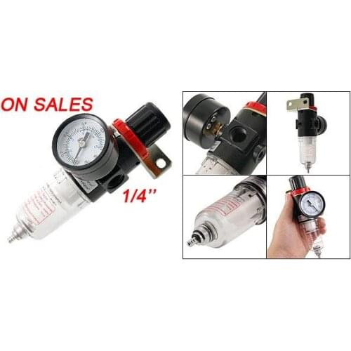 Free Shipping 1/4'' Ports Pneumatic Air Filter Regulator Reducing Valve With Gauge Model AFR-2000