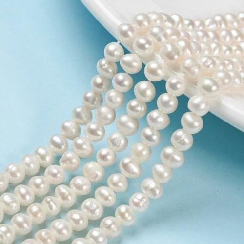 Pandahall 5 Strands 4-6mm Natural Cultured Freshwater Pearl Bead Strands for Jewelry Making DIY Accessories Findings