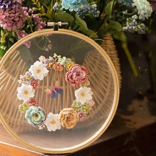 Homemade Flower Tuan Fan Handmade Crochet DIY Woven Lace Thread Embroidery Chinese Embroidery Wool Material