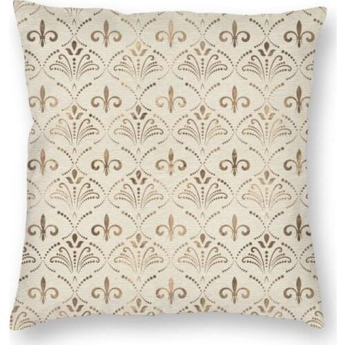 Elegant Fleur-de-lis Pattern Square Pillowcover Decoration Lily Floral Fleur De Lys Cushion Cover Throw Pillow for Car Printing