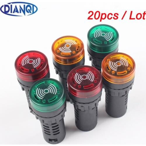 20pcs/ lot AD16-22SM 22mm 12V 24V 110V 220V Flash Signal Light Red warning Buzzer Beep Alarm industrial plastic Indicator switch