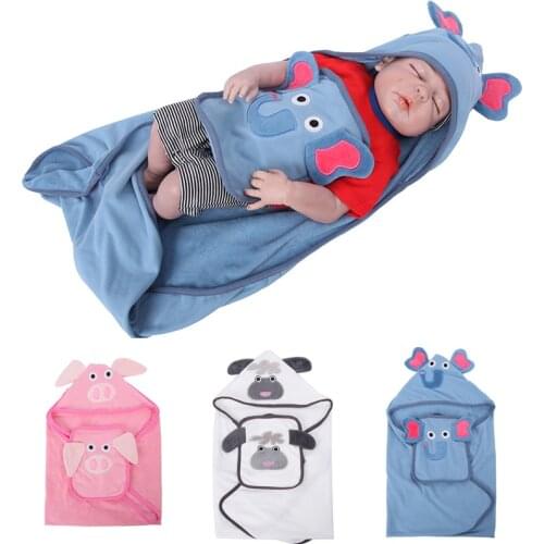 Cotton Baby Bath Towel Cartoon Embroidered Swaddle Wrap with Hood New Baby Blankets Newborn Bathrobe