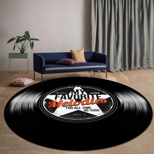 Retro Pentagram vinyl record 3D printed Round Carpets For Living Room Bedroom Large Area Rugs Kids Room Computer Chair Floor Mat