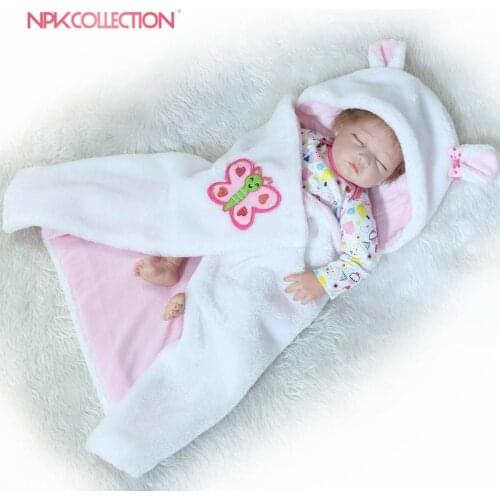NPKCOLLECTION 55CM Silicone Reborn Baby Doll Soft Realistic Bebe Girl Dolls Alive Real Baby Lifelike Birthday Christmas Gift
