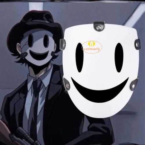 Halloween Mask Anime High Rise Invasion Cosplay White Mask Black Hat Tenkuu Shinpan Angels Smile Samurai Costume Horror Props