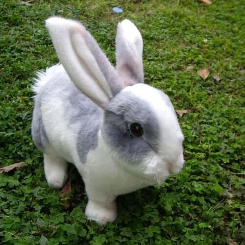 Dorimytrader lovely realistic animal pet rabbit plush toy stuffed bunny doll pillow children play doll decoration 29cm x 17cm