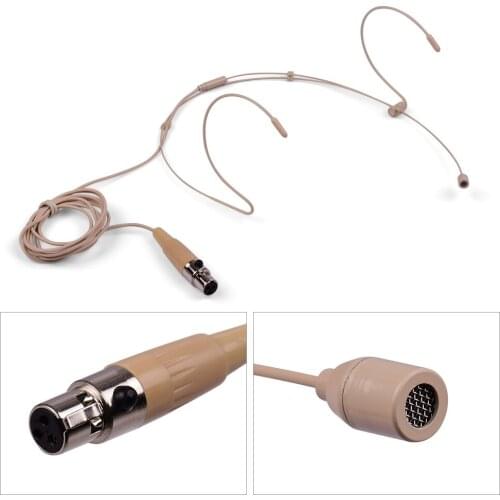 Mini MIC Microphone Lightweight Headworn Headset Microphone Condenser Mic 4-pin Mini XLR Plug for Wireless Bodypack Transmitter