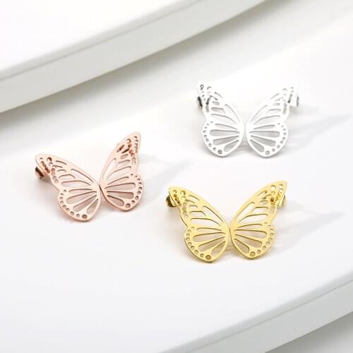 Minimalist Butterfly Earings Fashion Jewelry Stainless Steel Rose Gold Stud Earrings For Women Girl Bridesmaid Gift 2019 Brincos
