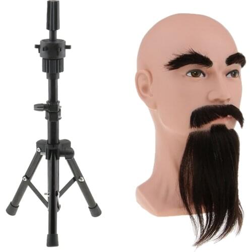 Male Mannequin Head Jewelry Wigs Cap Hat Display Model W/ Beard&Tripod Stand