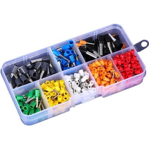 400PCS Box-Packed Tubular Various Styles electrical Wire Cable Connector Terminal Tube Insulating Terminal Set for 0.5mm2-6mm2 A