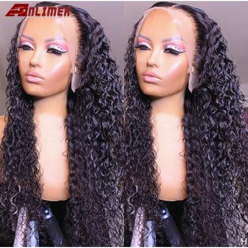 Deep Water Wave 13x4 Lace Frontal Wig Human Hair Wigs Deep Curly Glueless Brazilian 180% Density 4x4 5x5 Silk Base Closure Wigs