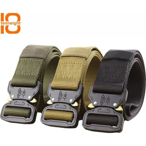 2018 New Military Thicken Metal Buckle Nylon Belt Mens Outdoor Tactical Belt Adjustable Hunting Combat Tactical Waist Belt men