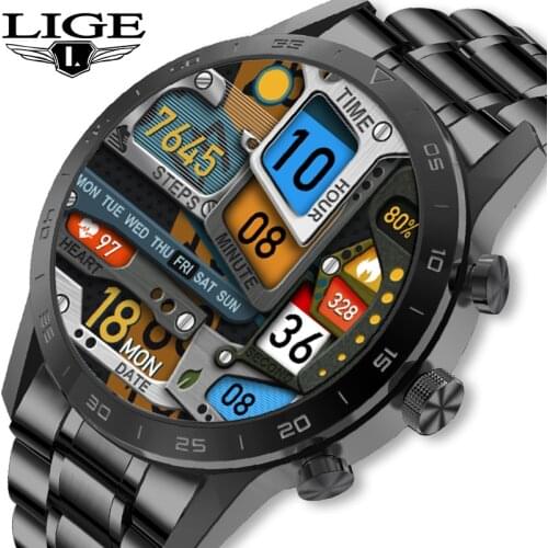LIGE 2021 Smart Watch Men Heart Rate Monitor Blood Pressure ECG+PPG Smartwatch Fitness Tracker Dial Call Smartwatch for Xiaomi