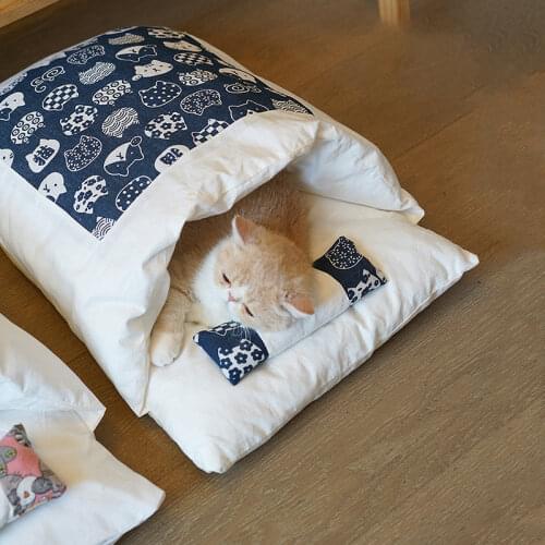 Printing Dog Cat Bed Cat Sleeping Bag Sofas Mat Winter Warm Cat House Small Pet Bed Puppy Kennel Nest Cushion Pet Products D2224