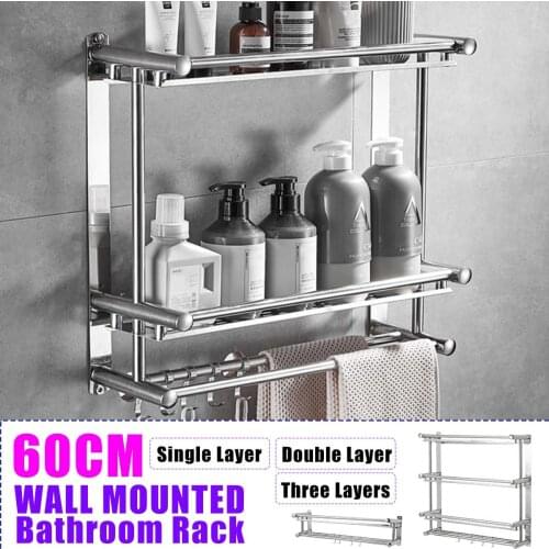 Stainless Steel Chrome Metal Towel Bar Wall-Mounted Towel Holder Organizer Shelf Storage Rail for Bathroom Kitchen