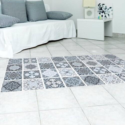Waterproof Tile Stickers Removable Wall Sticker Decals Mediterranean-style Floor Decor for Kitchen Bathroom 120x60cm