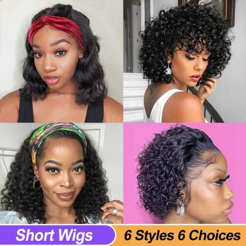 Unice Hair Wig Grip Headband Water Wave Wigs With Headbands Attached 180% Density crochet Machine Wig 14-26 Inch
