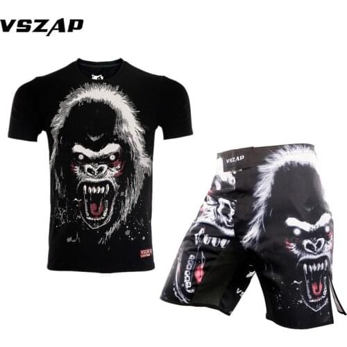 VSZAP MMA Fitness Breathable Skinny Boxing jerseys muay thai jiu jitsu t shirt mma rashguard boxing shirts Training Gym Clothing