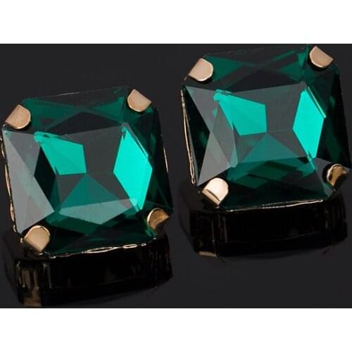 YFJEWE Fashion Jewelry Big Stone Stud Earring Accessories Dark Blue Rhinestone Stud Earrings Wholesale Wedding Gifts#E039