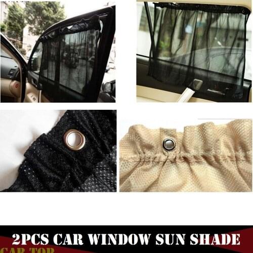 2PCS Curtains For Car Foldable Car Window Sunshade Auto Side Window Sun Shade Mesh Curtain Windshield Blind Car Curtain