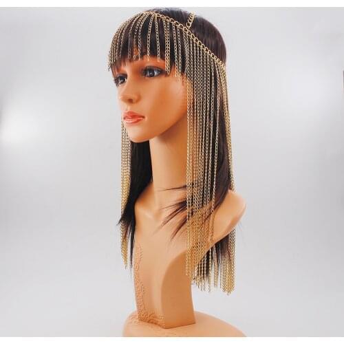 2020 New Design Long Tassel Forehead Hair Chain Full Aluminum Chain Jewelry For Women Gold Color Metal Head Chain Jewellery
