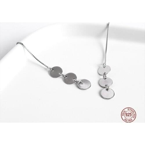 LKO Simplicity Geometry Circle Long Tassels Ear Line 925 Sterling Silver Classic Earrings Women Party Jewelry Accessories