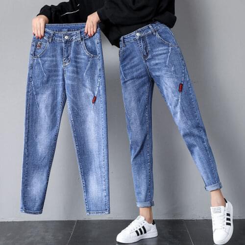 Woman Jeans Pants High Waist Summer Autumn plus Size Loose Elastic Straight-Leg Trousers Pantalones Vaqueros Mujer