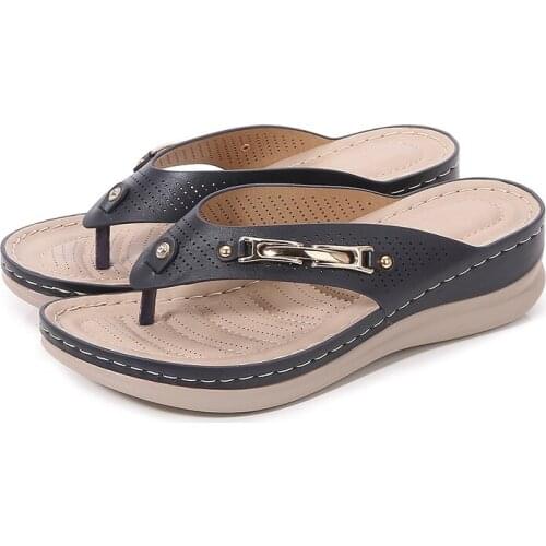 2021Summer Women Fashion Flip Flops Female Sandals Wedge Thick Bottom Plus Size Shoes Comfortable Womens Platform Sandals