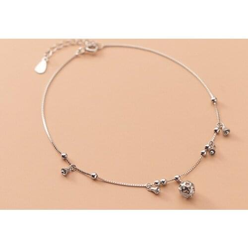 Enosola 925 Sterling Silver Ankle Accessories Jewelry for Women Foot Bracelet Hollow Bell Balls Charm Box Chain Leg Anklet