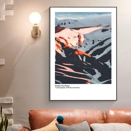 Winter Snow Mountain Landscape Canvas Painting Rocky Mountain Nordic Wall Art Posters and Prints for Living Room Home Wall Decor