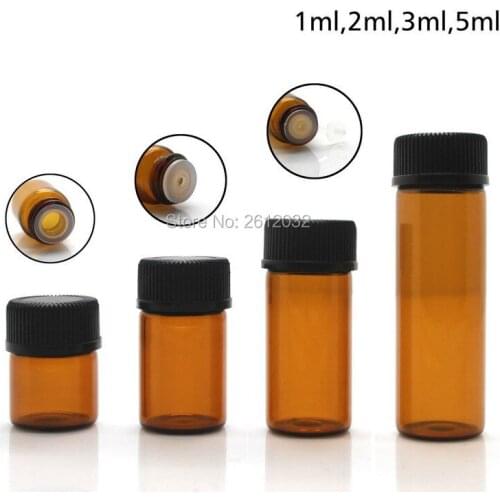 1ml 2ml 3ml 5ml Amber Glass Essential Oil Bottle perfume sample tubes Bottles SMALL EMPTY GLASS BOTTLE
