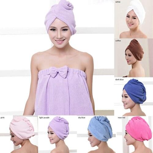 1Pcs Super Absorbent Thickening Portable Bath Towel Hair Shower Cap 2 Sizes Quick-drying Lady Turban Dry Hair Hat