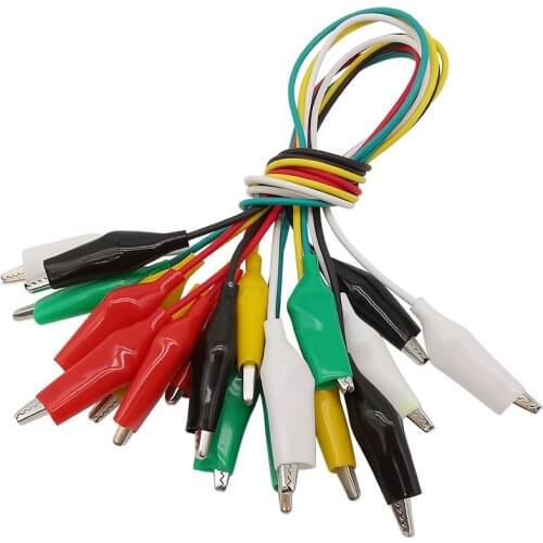 10Pcs Alligator Clips Electrical Test DIY Leads Clip Double-ended Crocodile Clip Jumper Wire Connector Size 27mm 35mm 45mm 50cm