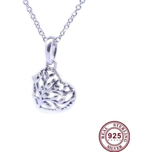 100% 925 Sterling Silver Charm Simple Hollow Life Tree Pendant Fit Pandora Women Bracelet & Necklace Diy Jewelry
