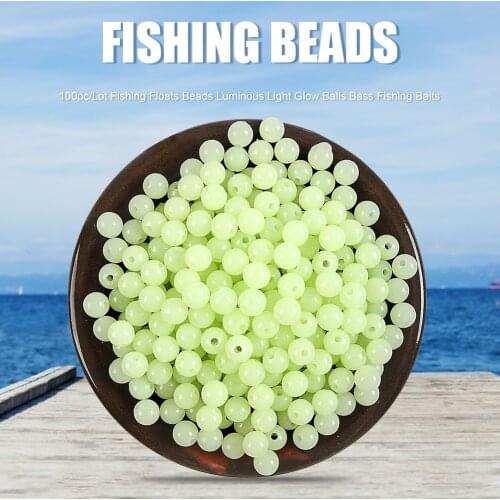 100pc/lot Fishing Floats Beads Luminous Light Glowing Balls For Night Fishing Plastic 6/8mm Bass Bait Fishing Lure