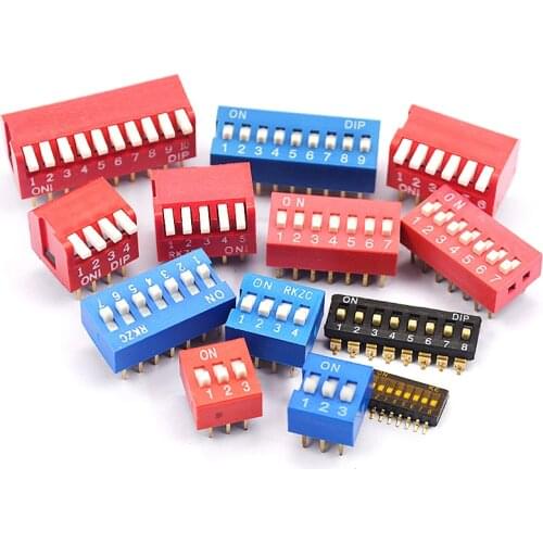 20PCS 2.54mm 2 3 4 5 6 7 8 9 10p DIP switch Toggle side dial Flat dial Coded patch