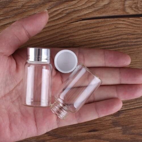 5pcs15ml 27*50mm Glass Bottles with Silver Caps Potion bottles Glass Vials Glass vessels Glass Drifting