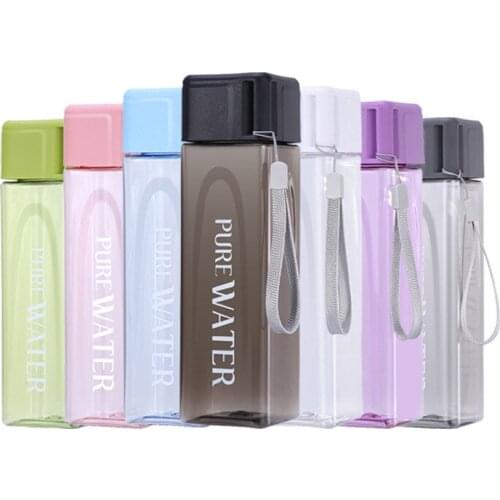 500ml New Square Plastic Water Cup Simple Transparent Water Cup Outdoor Water Sports Cold Juice Cup Portable Portable Water Cup