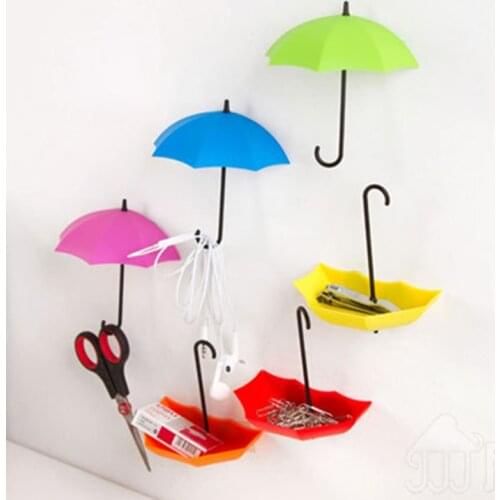 9Pcs/lot Wall Door Hook Umbrella Shape Cute Creative Self Adhesive Hanger Bag Keys Bathroom Kitchen Sticky Coat Clothes Holder