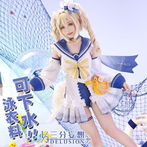 Barbara Cosplay Shine Concerto Genshin Impact Cool Lovely Womens beach one-piece swimsuit From 1/3 Delusion