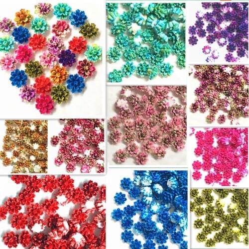 100Pcs 12*13mm Resin Flowers Decorations Crafts Flatback Cabochon Embellishments For Scrapbooking Diy Accessories(see image