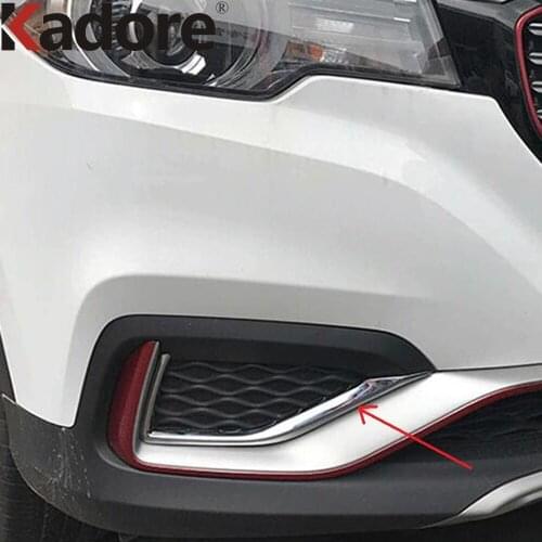 For MG Zs EV 2017 2018 ABS Chrome Front Fog Light Lamp Eyebrow Cover Trim Head Foglight Eyelid Strip Trims Car Accessories 2pcs