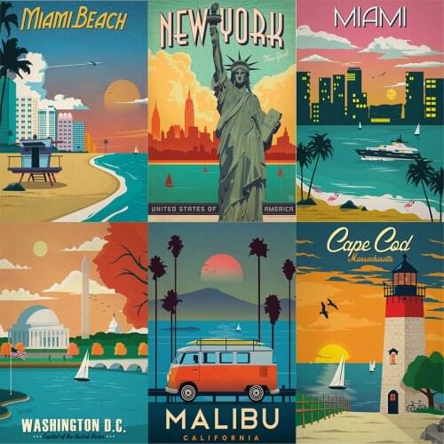 New York Netherlands Amsterdam London Europe America Cities Landscape Acrylic Oil Painting By Numbers Hand Painted On Canvas