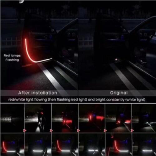100cm Car Door LED Light Safety Warning Lamp at Night Opening Door Universal Flexible Strip Lamps LED 12V Flow Light Accesso