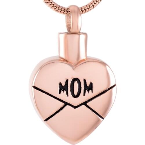 IJD9537 Mom Love Heart Shape Stainless Steel Cremation Necklace for Ashes Urn Memorial Necklace for Keepsake Pendant Jewelry